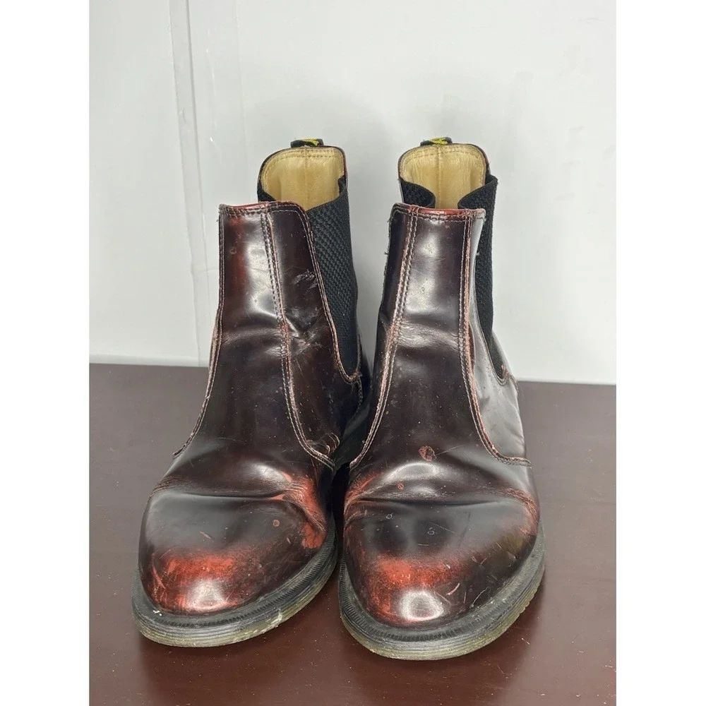 Dr. Martens 2976 Cherry Red Mens 8 Women's 9 Smooth‎ Leather Chelsea Boots Aw004